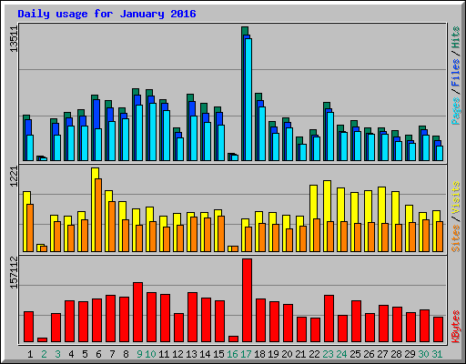 Daily usage for January 2016